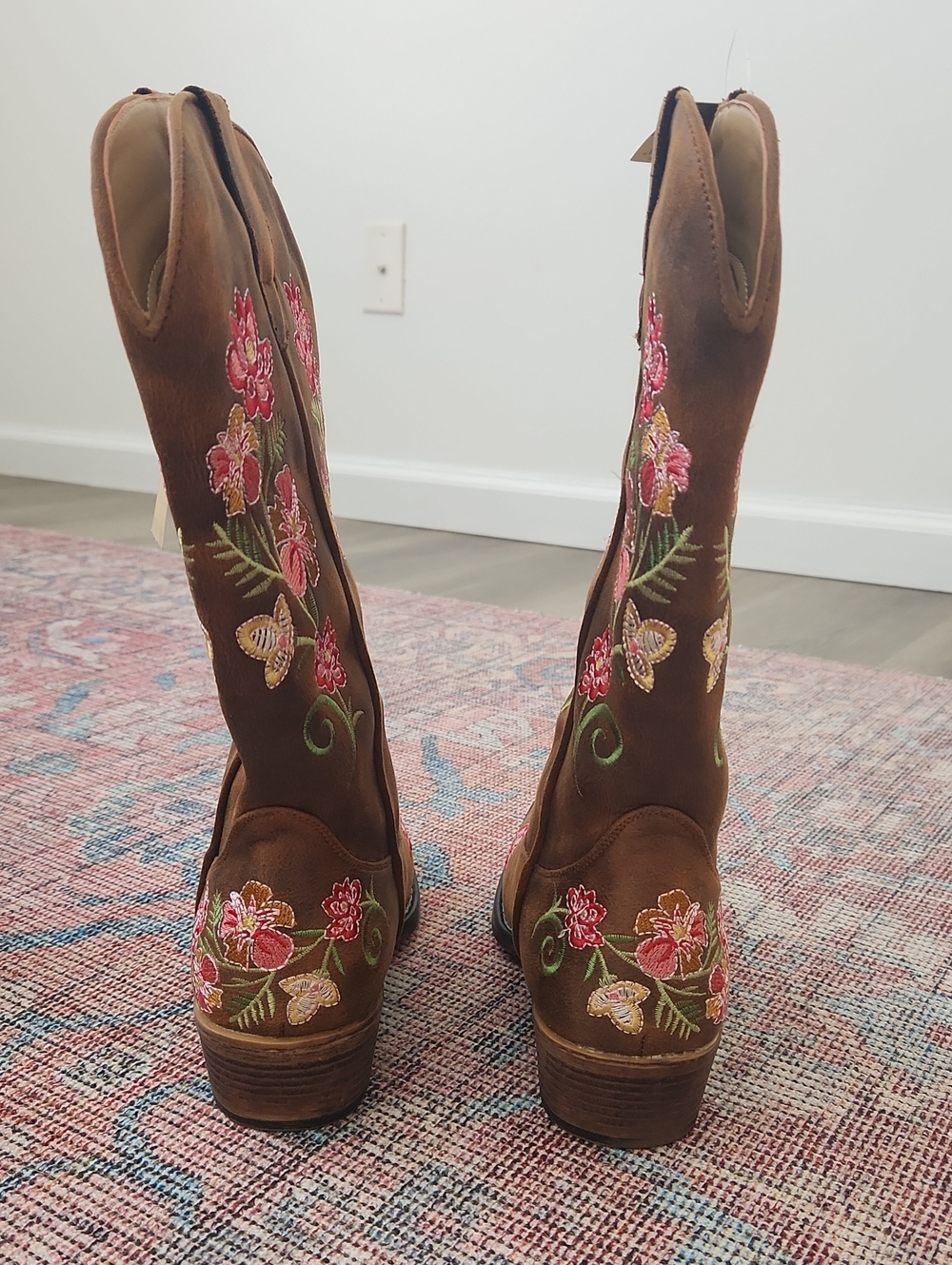 *NWT Roper Riley Floral Vintage Cognac Boots 8 - Picture 4 of 5